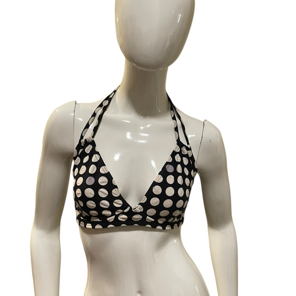 DKNY Black and White Polka Dot Bikini Top